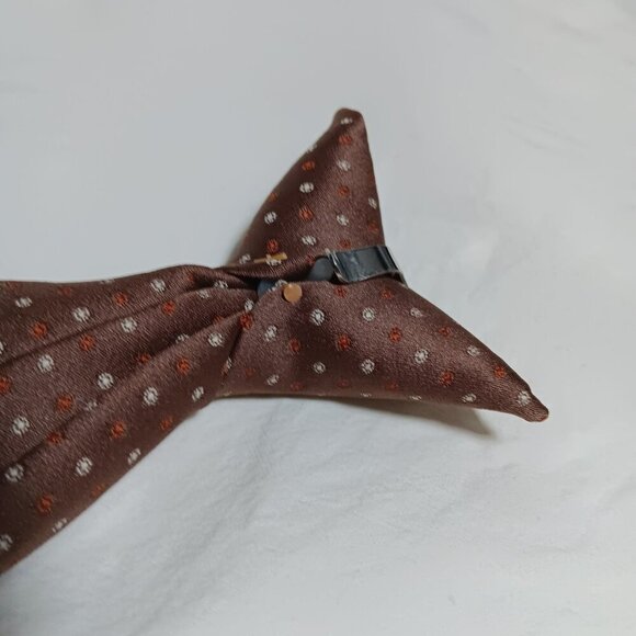 Vintage Brown & Orange Polka Dot Clip-On Tie By Mark Of California - Picture 3 of 5